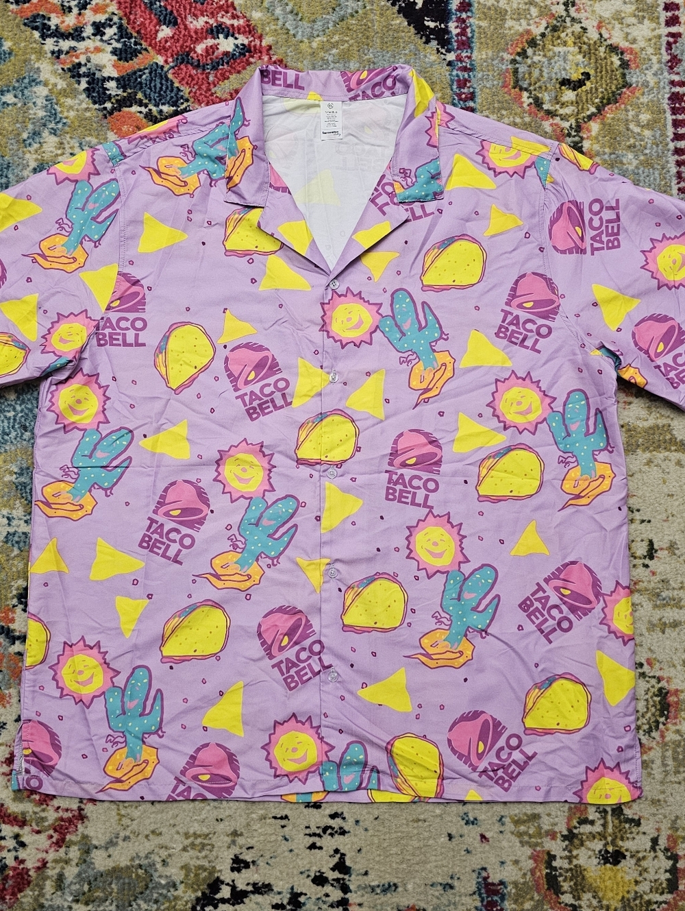 Garmentone Clothing Taco Bell Mens XL Tropical Hawaiian Shirt Aloha Party Button